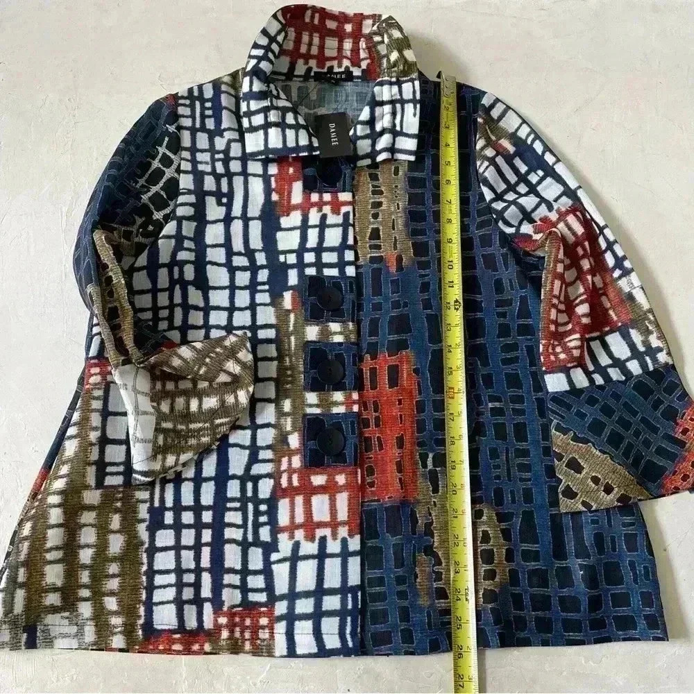 Damee Color Block Grids Blouse Size M Nwt - image 6